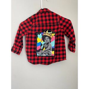 KIDS 4T Biggie Smalls Reworked Flannel. Upcycled. Fun